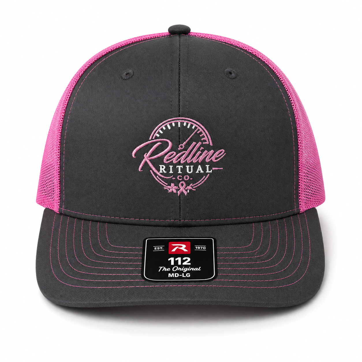 Redline Ritual Trucker Hat – Charcoal/Pink
